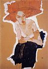 Egon Schiele Canvas Paintings - The Scornful Woman Gertrude Schiele